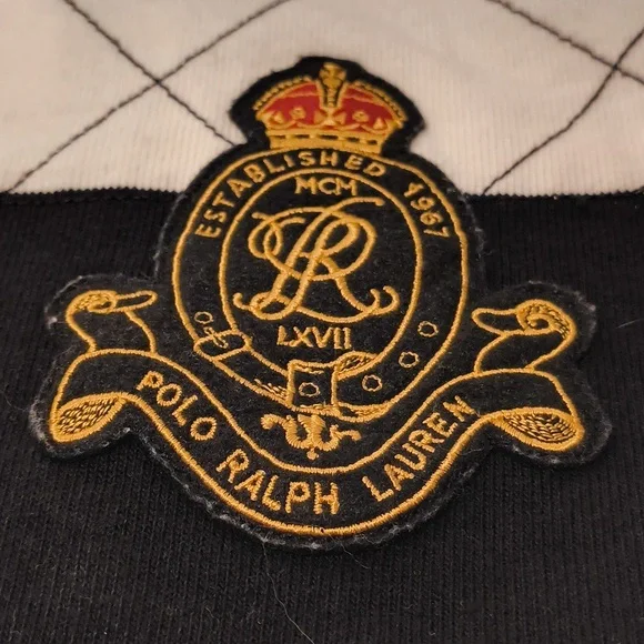 Polo Ralph Lauren vintage men's long sleeve polo shirt large black/white stripes - Picture 5 of 13